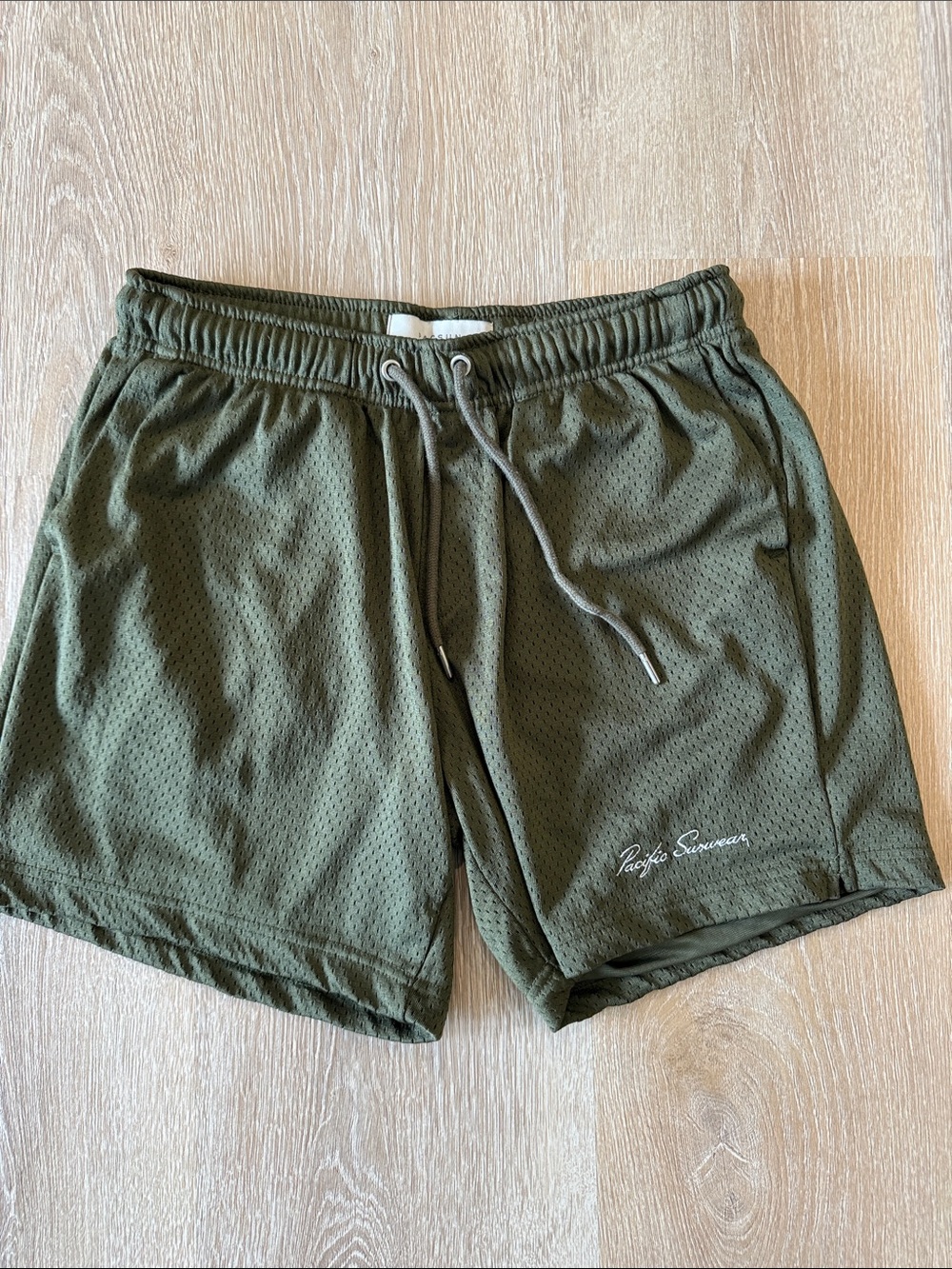 Pacific Sunwear Olive Green Mesh Drawstring Athletic Shorts